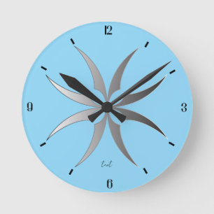 Reloj de pared geométrico moderno en blanco y negr