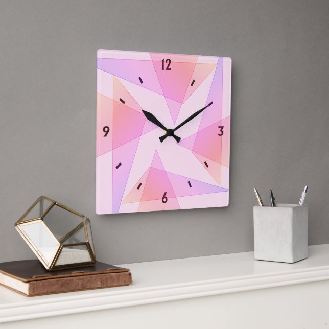 Reloj de pared geométrico rosado (Oficina)