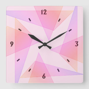 Reloj de pared geométrico rosado