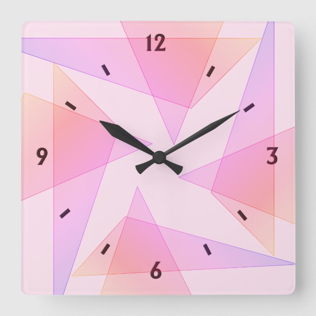 Reloj de pared geométrico rosado (Anverso)