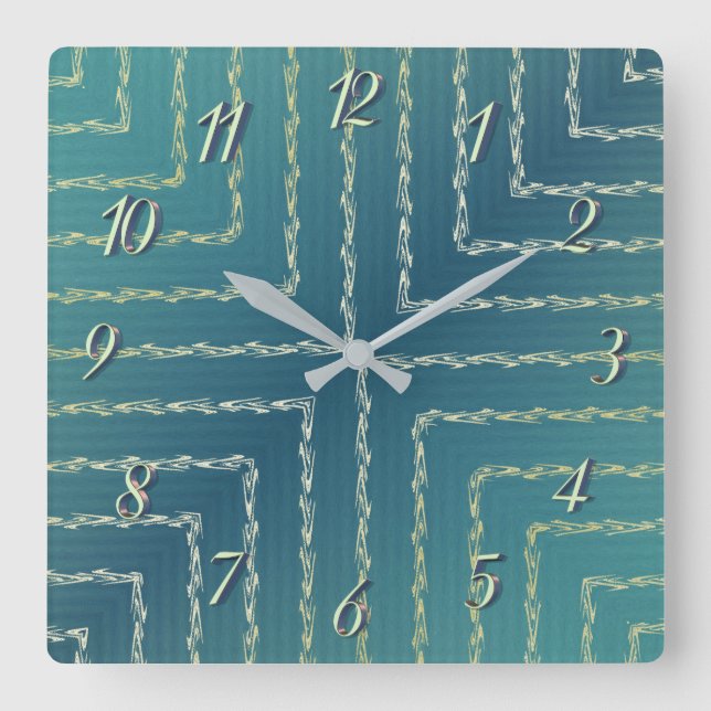 Reloj de pared geométrico verde elegante (Anverso)
