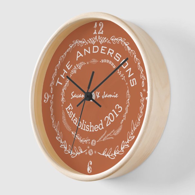 Reloj De Pared Giro floral floral ruso y antiguo personalizado de (Ángulo)