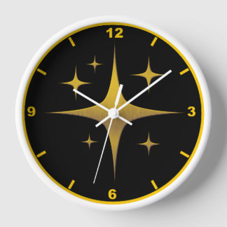 Reloj de pared Gold Starburst - Diseño de oro y ne