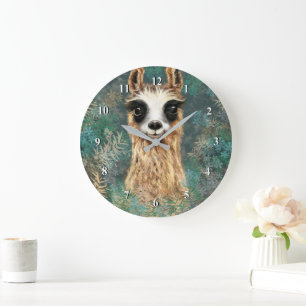 Reloj de pared gracioso con llama curiosa