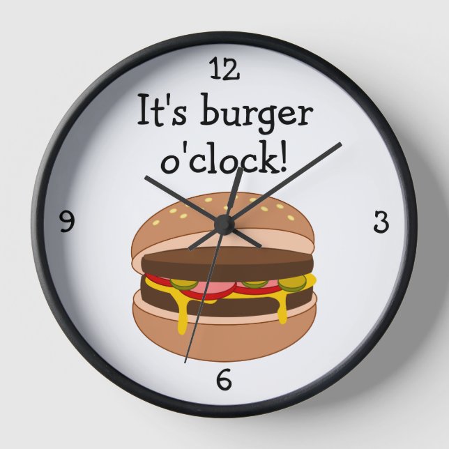 Reloj De Pared Gráfica de alimentos divertidos de Burger O'Clock (Anverso)