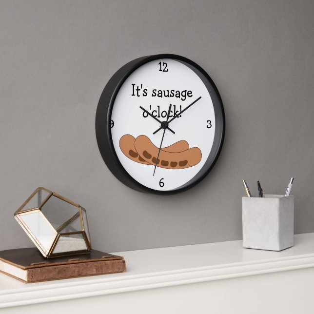 Reloj De Pared Gráfica de alimentos divertidos de Sausage O'Clock (Oficina)