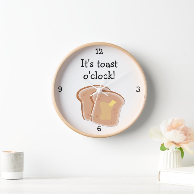 Reloj De Pared Gráfica de alimentos divertidos de Toast O'Clock (Hogar)