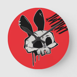 Reloj de pared gráfico de cráneo de conejo