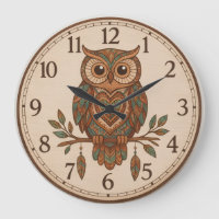 Reloj de pared grande búho boho