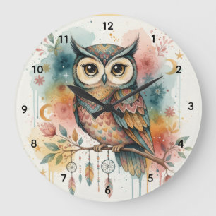 Reloj de pared grande búho boho