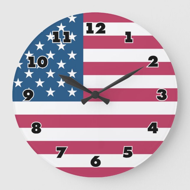 Reloj de pared grande con bandera estadounidense (Anverso)