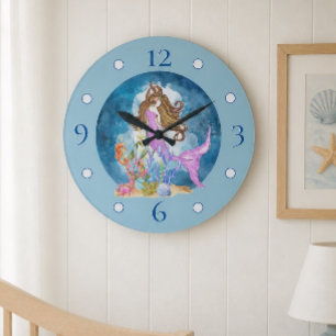 Reloj de pared grande de acrílico Mermaid Morado A
