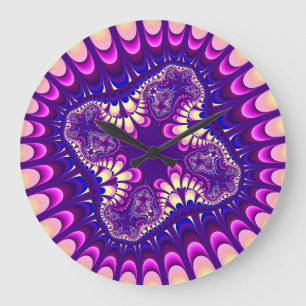 Reloj de pared grande de flor rosa púrpura persona