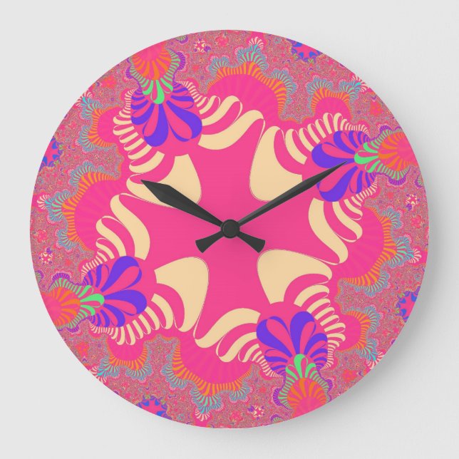 Reloj de pared grande de la cruz rosa del personal (Anverso)