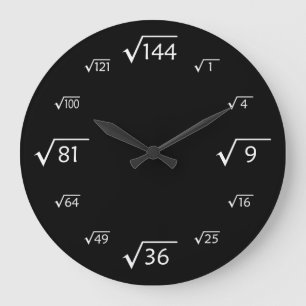 Reloj de pared grande de raíz cuadrada (negro/blan