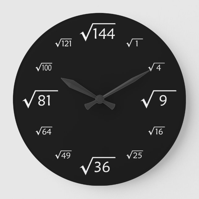 Reloj de pared grande de raíz cuadrada (negro/blan (Anverso)