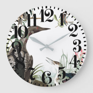 Reloj de pared grande del número de los pájaros 