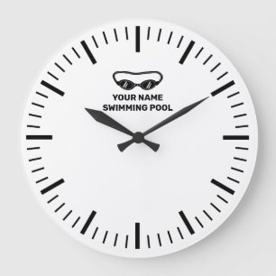 Reloj de pared grande para piscina con nombre pers