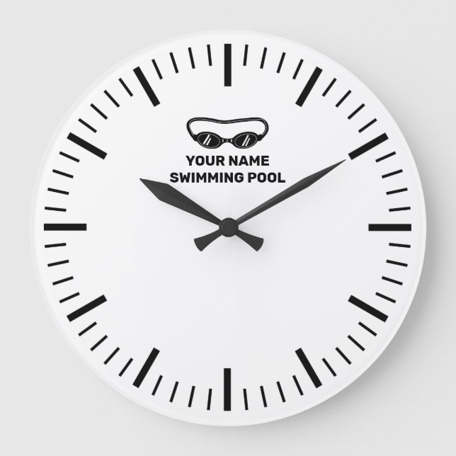 Reloj de pared grande para piscina con nombre pers (Anverso)