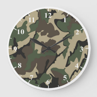 Reloj de pared grande redondeado de camo