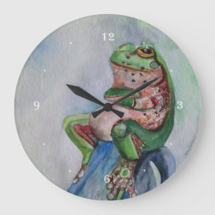 Reloj de pared (grande) redondo de la acuarela de