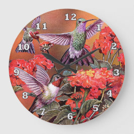 Reloj de pared (grande) redondo de los colibríes