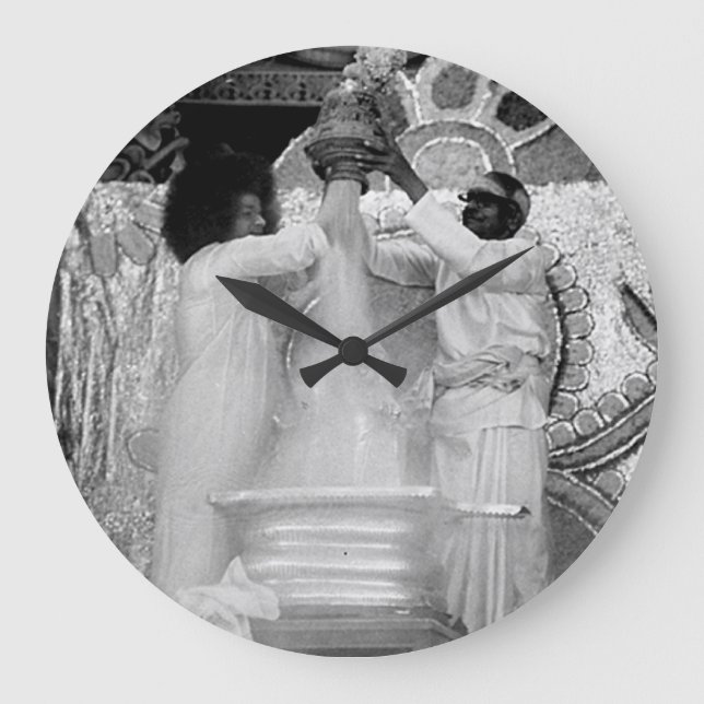Reloj de pared grande redondo de Sathya Sai Baba (Anverso)