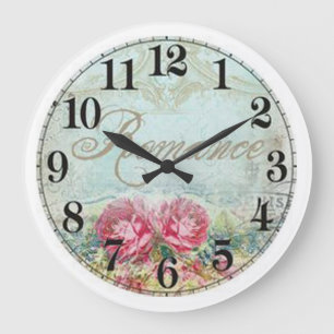 Reloj de pared (grande) redondo del vintage/rosas