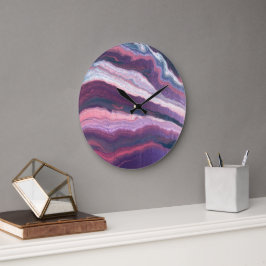 Reloj de pared grande rosa-blanco púrpura