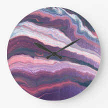 Reloj de pared grande rosa-blanco púrpura