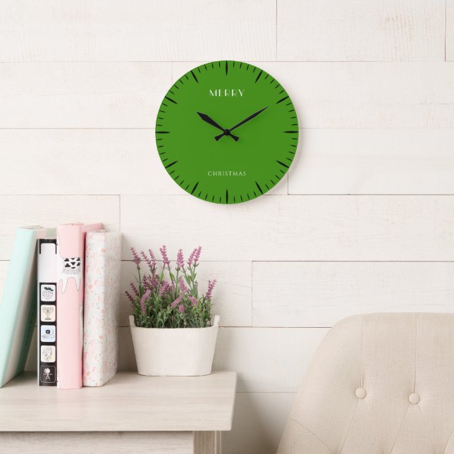 Reloj de pared grande verde festivo de Navidad (Sala de lectura)