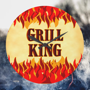 Reloj de pared Grill King BBQ Red Flames