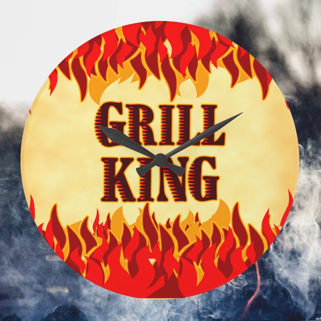 Reloj de pared Grill King BBQ Red Flames (Grill King BBQ red flames wall clock)