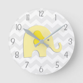 Reloj de pared gris amarillo del cuarto de niños