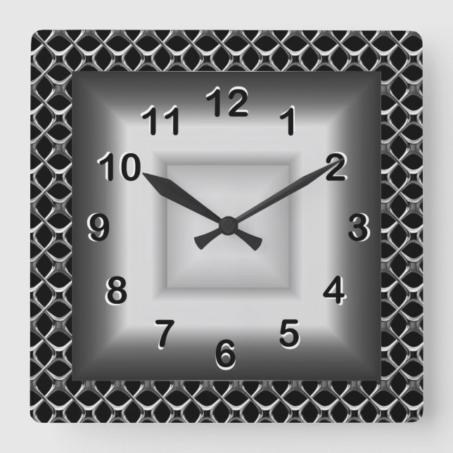 Reloj de pared gris aspecto metal negro plateado (Anverso)