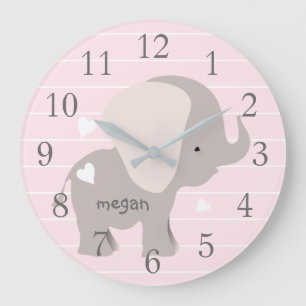Reloj de pared gris rosado personalizado del