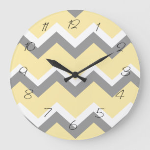 Reloj de pared gris y amarillo de Chevron