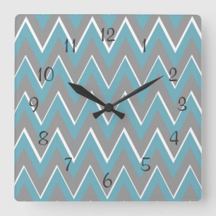 Reloj de pared gris y verde azulado de Chevron
