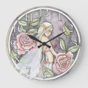 Reloj de pared hada de flor de rosa capturada
