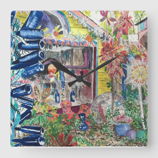 Reloj de pared hermoso de la pintura de casa de la (Anverso)