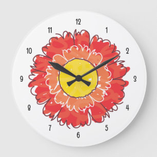 Reloj de pared hermoso del flor - rojo