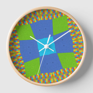 Reloj De Pared Hermoso diseño de impresión de arte azul verde azu