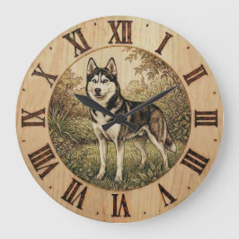 Reloj de pared Husky en parque de primavera