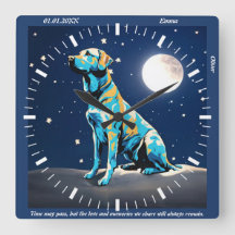 Reloj de pared iluminado por luna de Golden Retrie