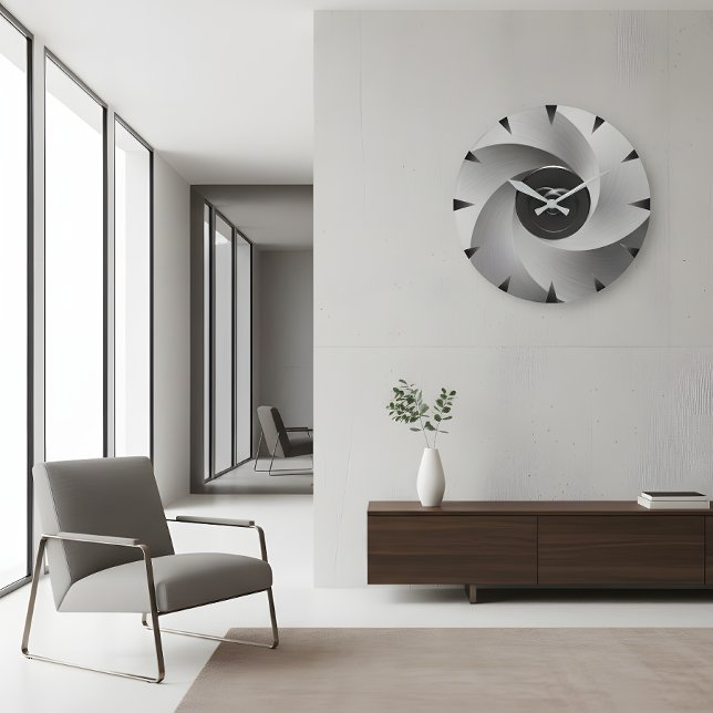 Reloj de pared industrial Silver Vortex (Subido por el creador)
