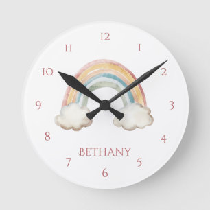 Reloj de pared infantil colorido y lindo arcoíris
