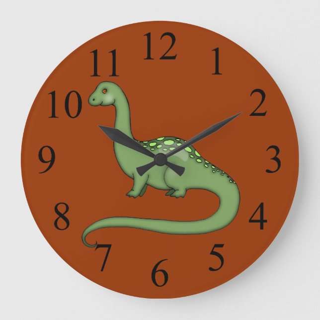 Reloj de pared infantil de dinosaurio de cuello la (Anverso)