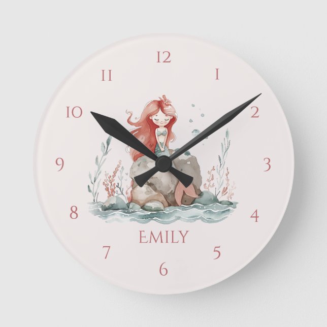 Reloj de pared infantil de sirena pelirroja divert (Anverso)