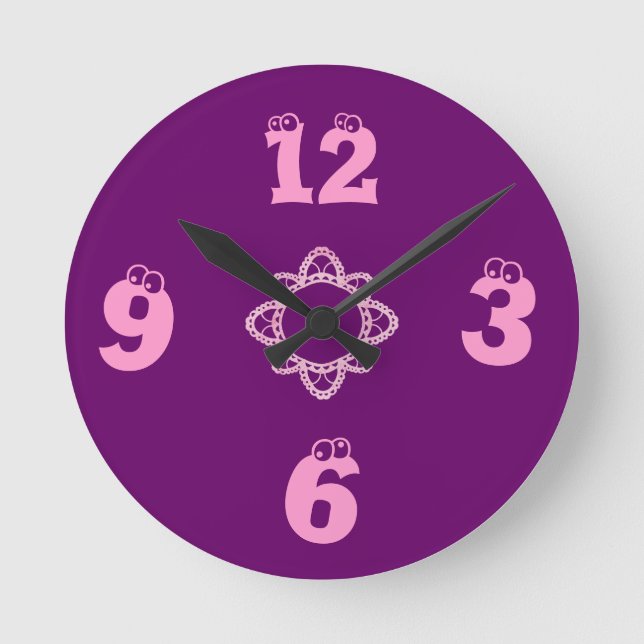 Reloj de pared infantil morado-Chica (Anverso)