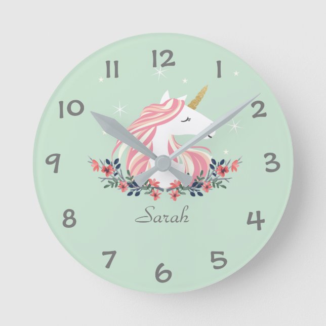 Reloj de pared infantil unicornio (Anverso)